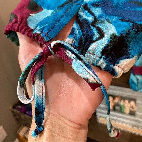 Leith V-Neck Long Sleeve Floral Dress Wine Blue XS - Picture 5 of 7